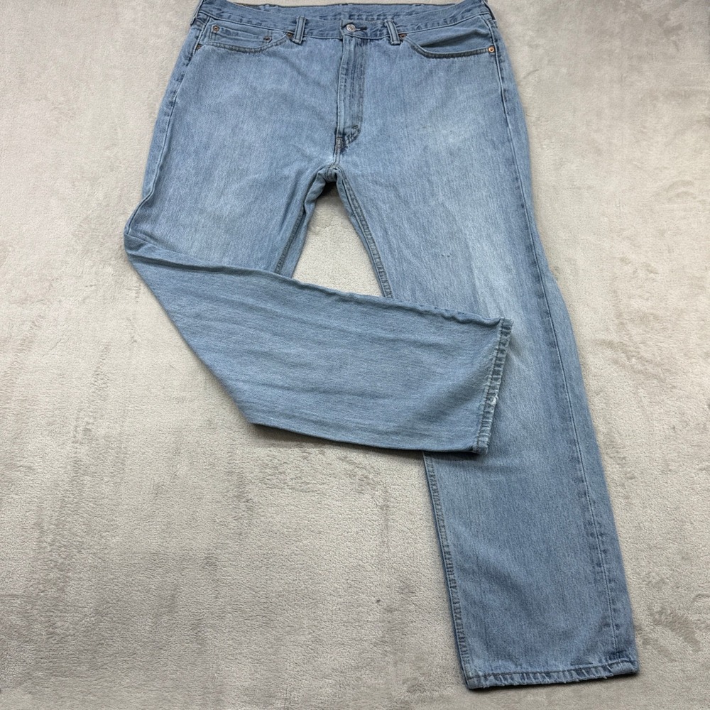 Levis 505 Regular Fit Jeans Mens 38x32 Light Wash Blue Straight Leg Denim